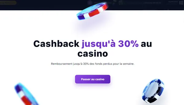 Cashback jusqu'à 30 % Bonus Cashback Casino